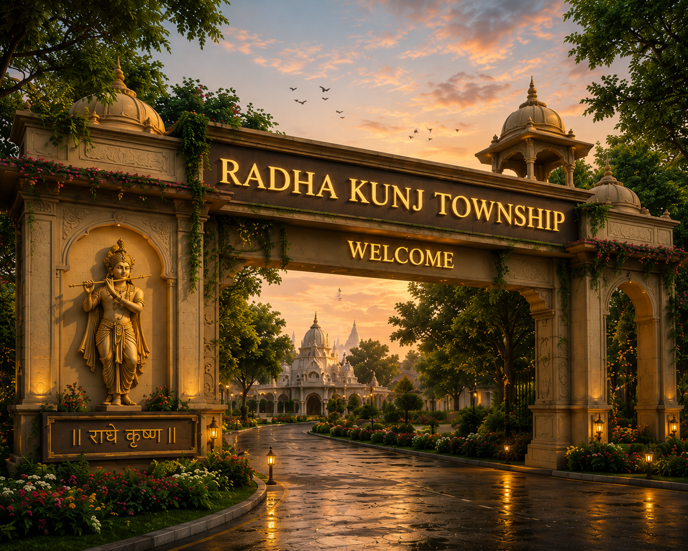 Grand welcome gateway, Radha Kunj Township